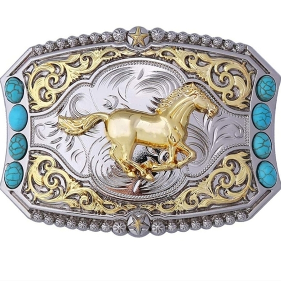 Western Longhorn Steer Bull Or Horse turquoise Silver Belt Buckle See  Choices - Picture 7 of 11